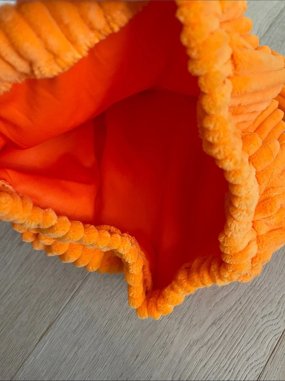Amscan Orange Ribbed Plush Pumpkin Pullover Costume  with Green Leaf